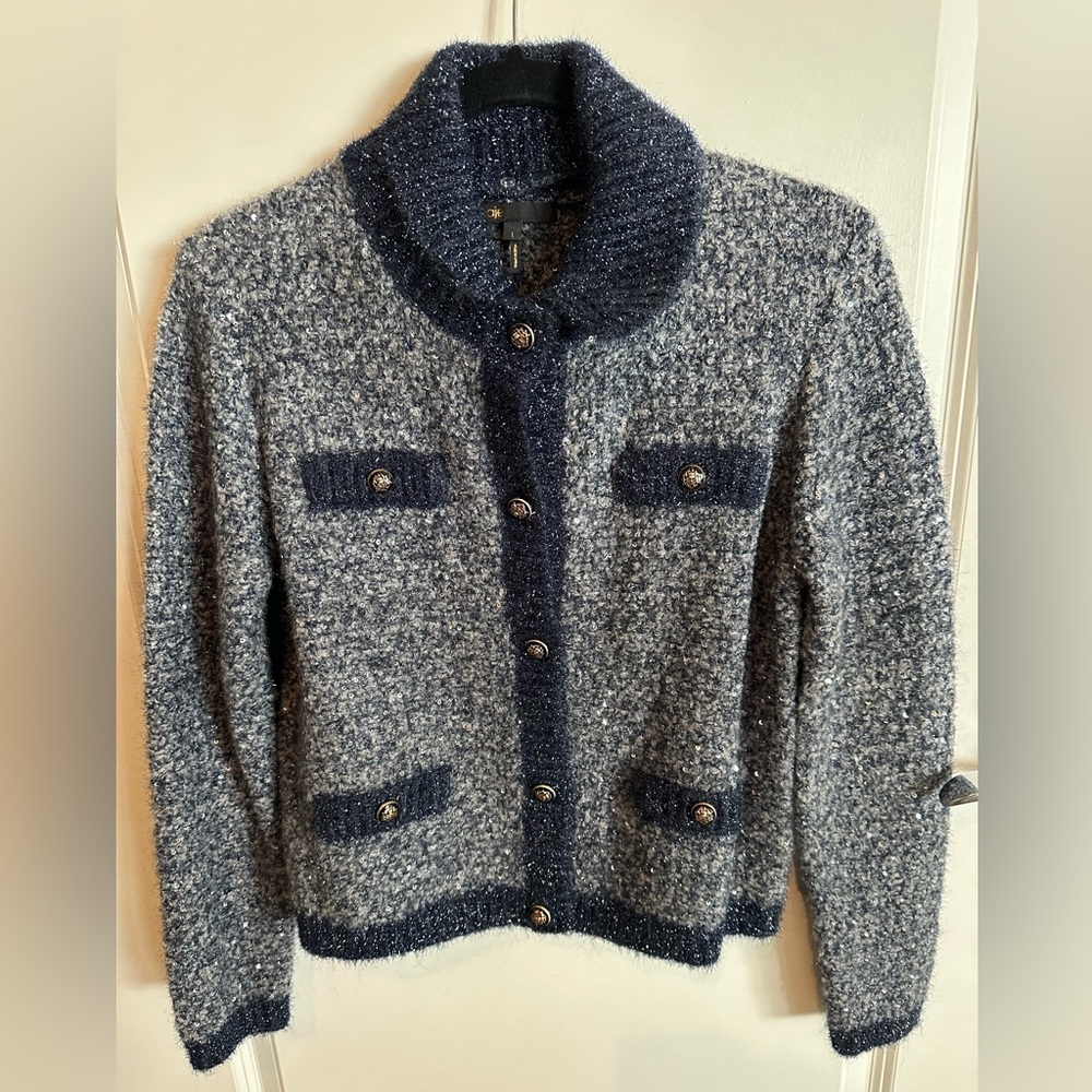 Maje boucle cardigan with detachable collar